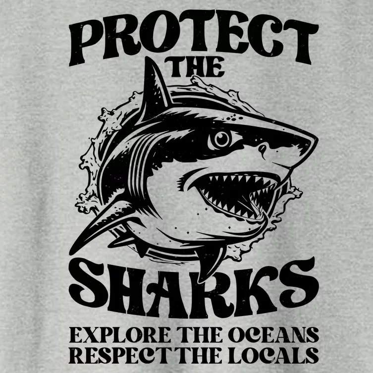 Retro Protect The Sharks Explore The Oceans Respect The Locals Shark Week Lover Women's Crop Top Tee