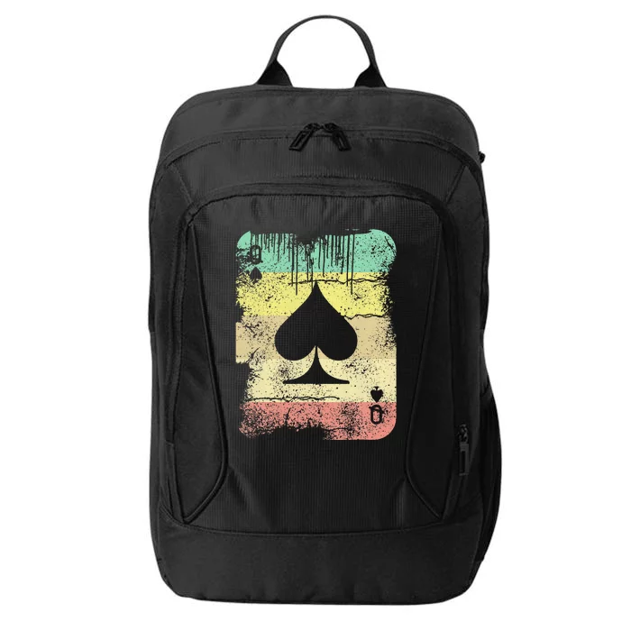 Retro Poker Texas Hold'Em Queen Of Spades Vintage Poker City Backpack