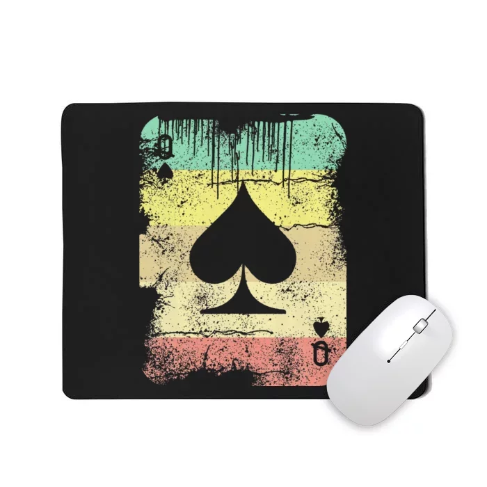 Retro Poker Texas Hold'Em Queen Of Spades Vintage Poker Mousepad