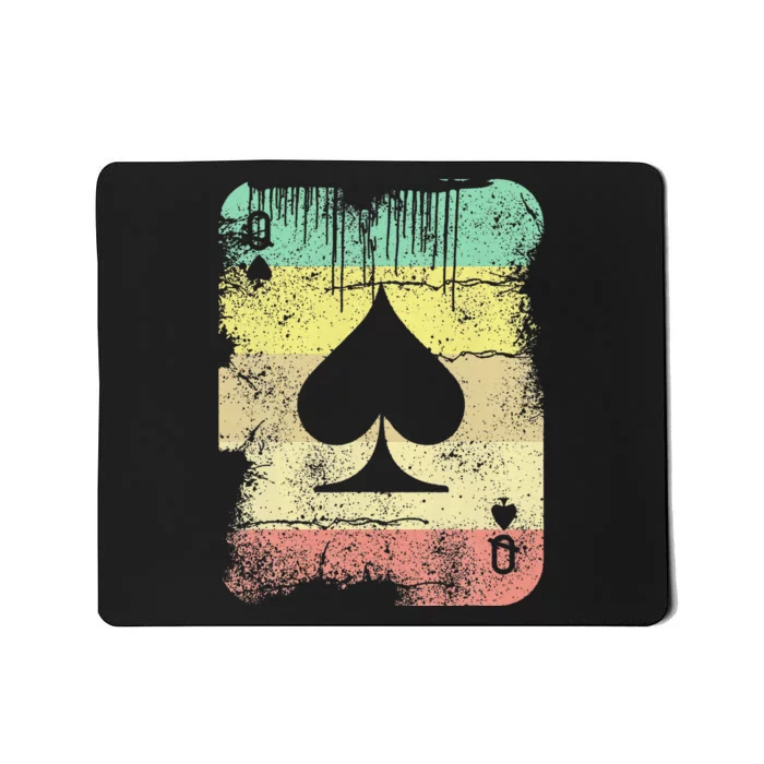 Retro Poker Texas Hold'Em Queen Of Spades Vintage Poker Mousepad