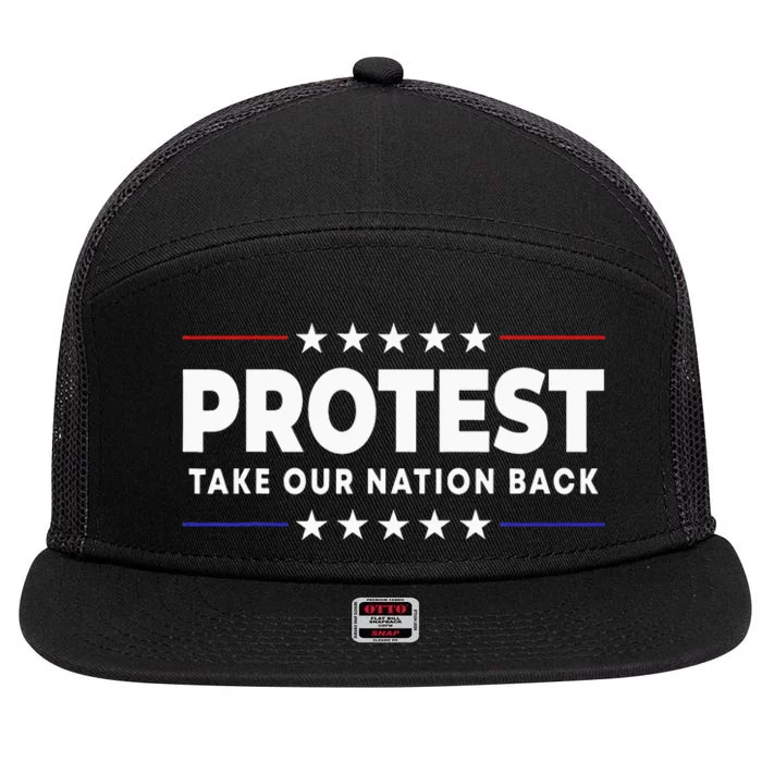 Retro Protest Take Our Nation Back Trump 2024 7 Panel Mesh Trucker Snapback Hat