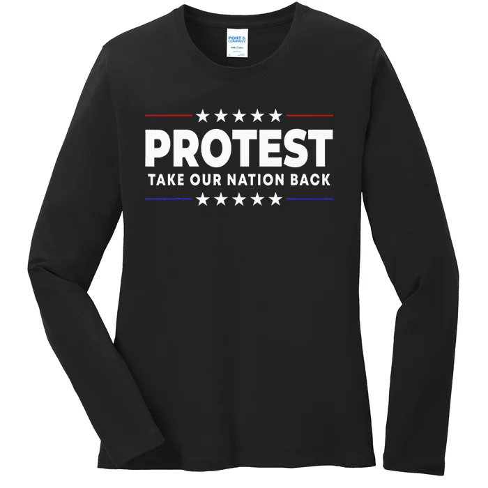 Retro Protest Take Our Nation Back Trump 2024 Ladies Long Sleeve Shirt