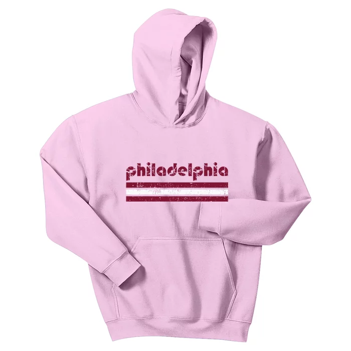 Retro Philadelphia Three 3 Stripes Vintage Weathered Kids Hoodie