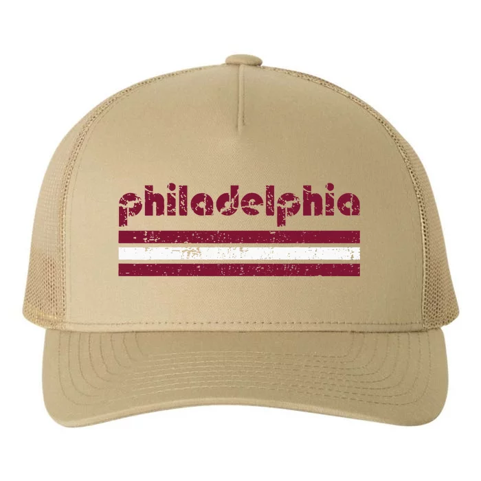 Retro Philadelphia Three 3 Stripes Vintage Weathered Yupoong Adult 5-Panel Trucker Hat