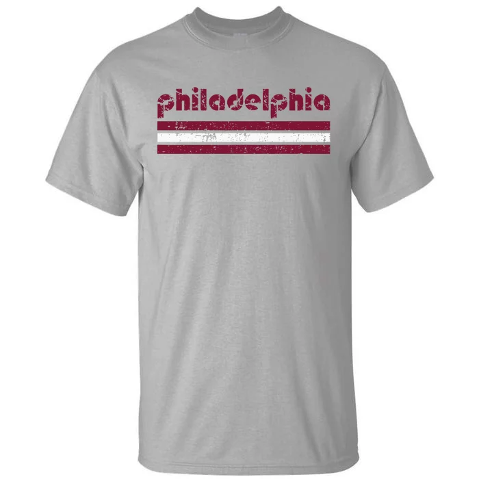 Retro Philadelphia Three 3 Stripes Vintage Weathered Tall T-Shirt