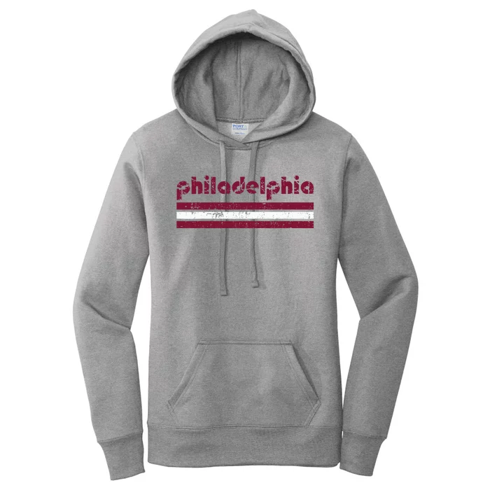 Retro Philadelphia Three 3 Stripes Vintage Weathered Women's Pullover Hoodie