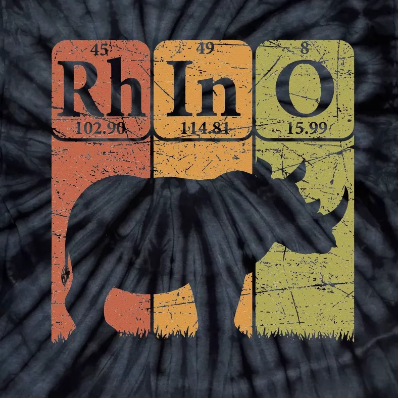 Rhino Periodic Table Elements Rhino Lover Rhinoceros Retro Tie-Dye T-Shirt