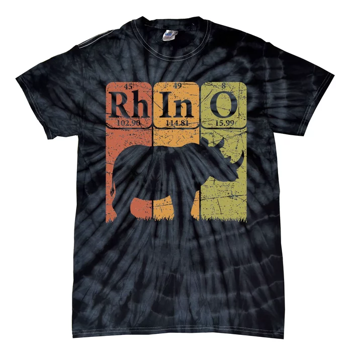 Rhino Periodic Table Elements Rhino Lover Rhinoceros Retro Tie-Dye T-Shirt