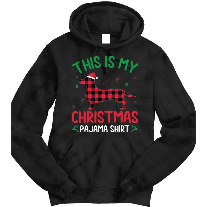 Red Plaid Ugly This Is My Dachshund Dog Christmas Pajama Tie Dye Hoodie