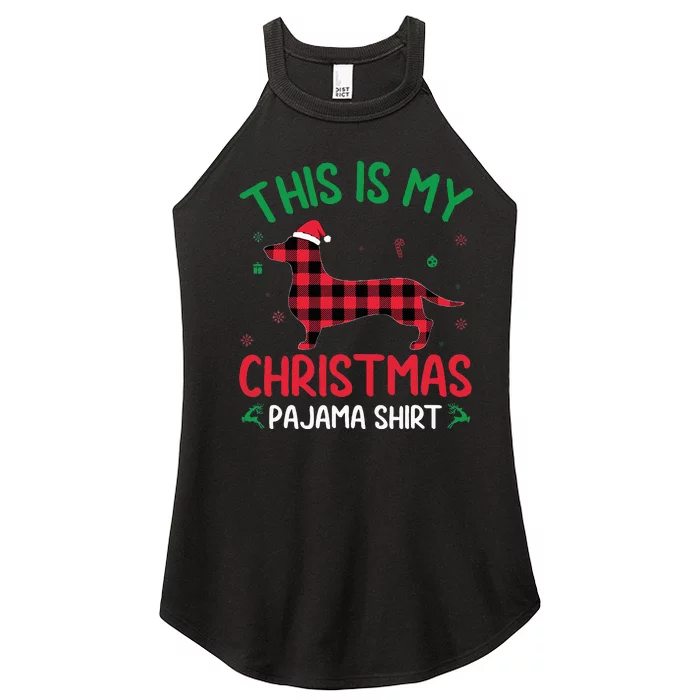 Red Plaid Ugly This Is My Dachshund Dog Christmas Pajama Women’s Perfect Tri Rocker Tank