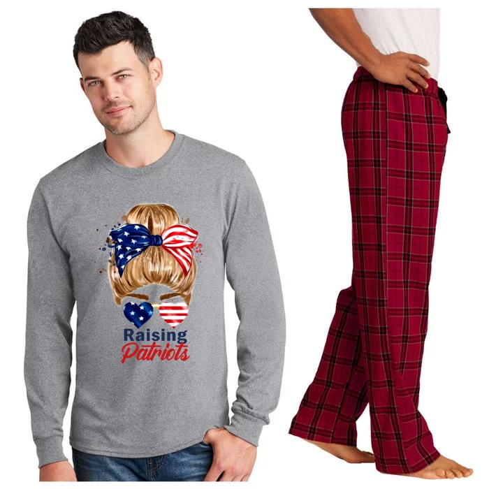 Raising Patriots Us Flag Independence Day 4th Of July Tee Meaningful Gift Long Sleeve Pajama Set