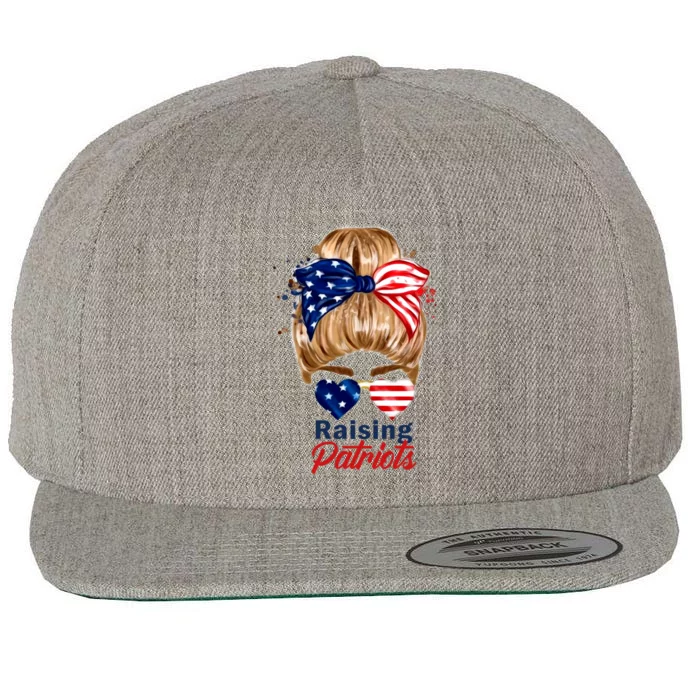 Raising Patriots Us Flag Independence Day 4th Of July Tee Meaningful Gift Wool Snapback Cap