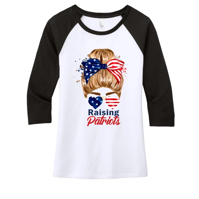 Raising Patriots Us Flag Independence Day 4th Of July Tee Meaningful Gift Women's Tri-Blend 3/4-Sleeve Raglan Shirt