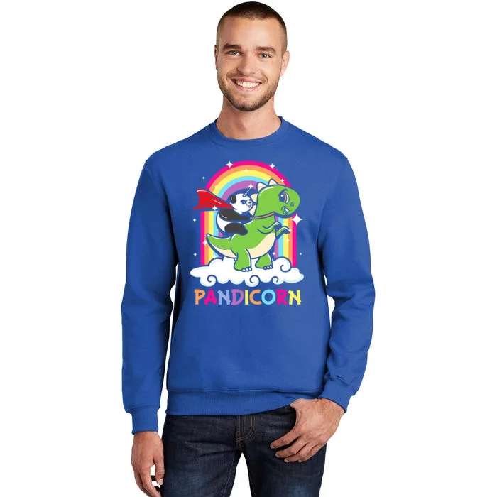 Rainbow Panda Unicorn Riding Dinosaur Gift Tall Sweatshirt