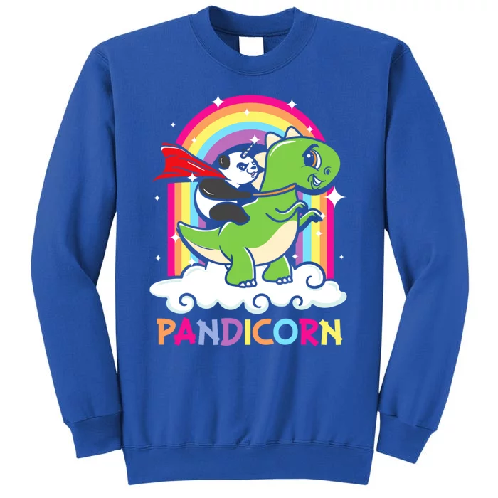 Rainbow Panda Unicorn Riding Dinosaur Gift Tall Sweatshirt