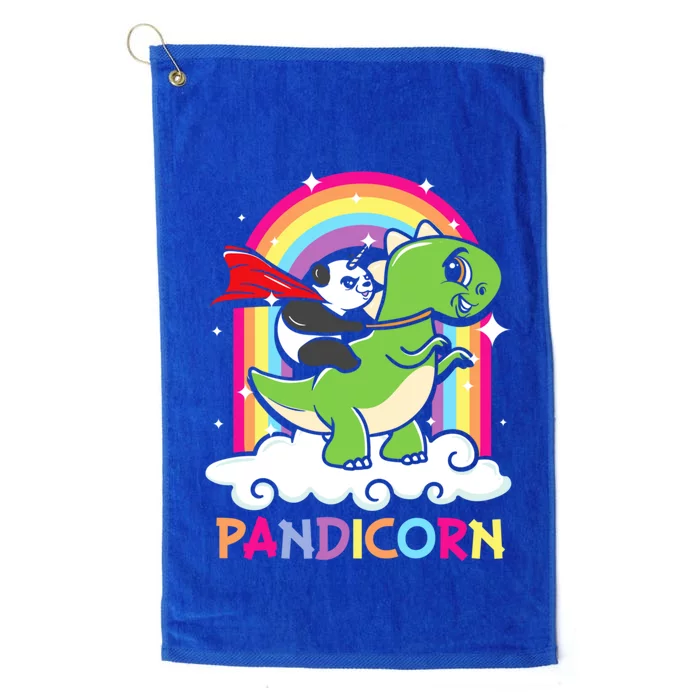 Rainbow Panda Unicorn Riding Dinosaur Gift Platinum Collection Golf Towel