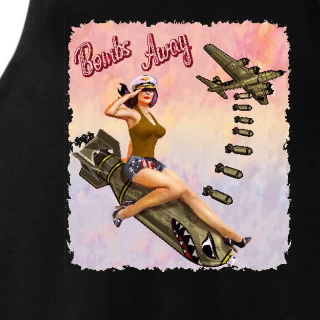 Retro Pin Up Girl Bombs Away Retro Ladies Tri-Blend Wicking Tank