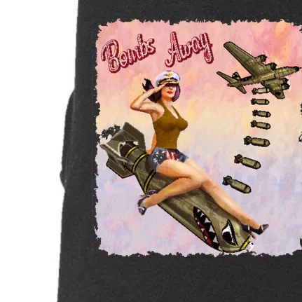 Retro Pin Up Girl Bombs Away Retro Doggie 3-End Fleece Hoodie