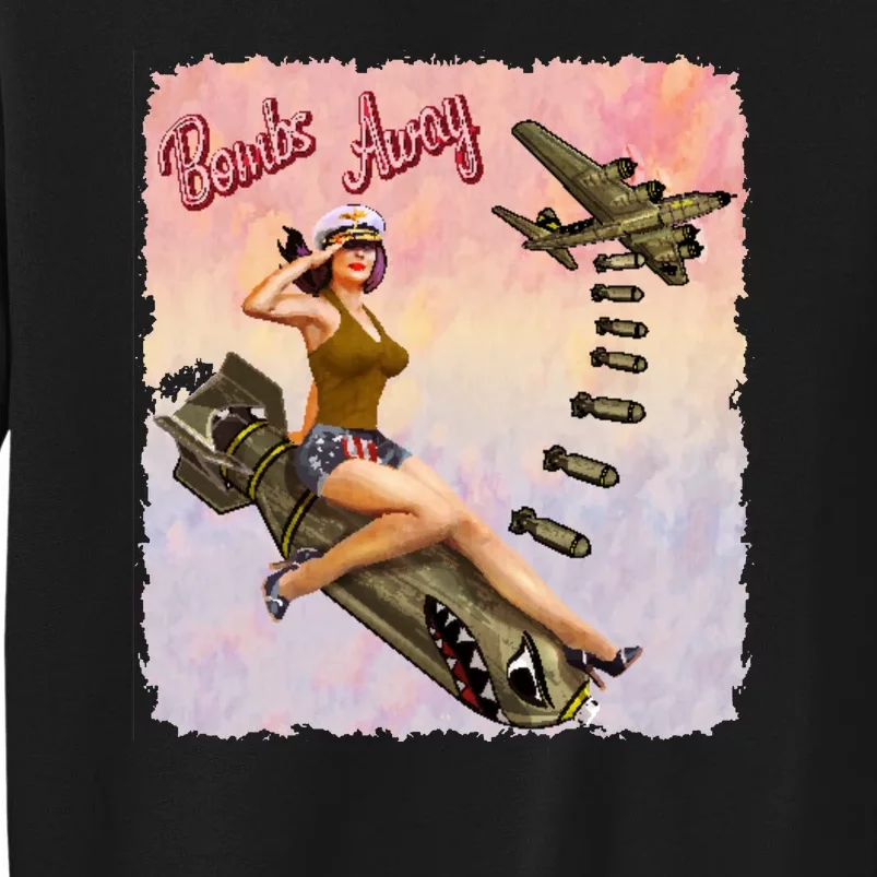 Retro Pin Up Girl Bombs Away Retro Sweatshirt