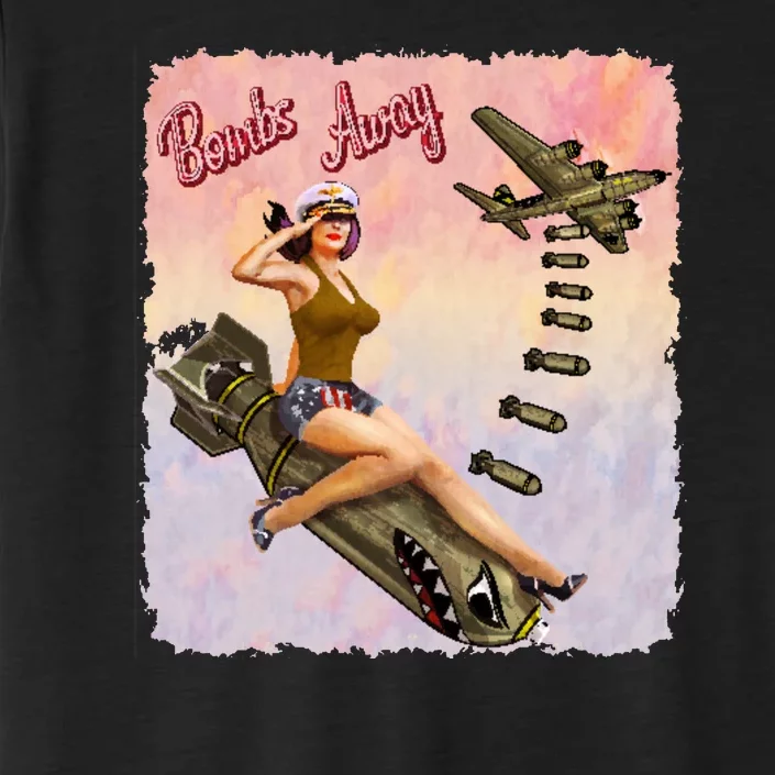 Retro Pin Up Girl Bombs Away Retro ChromaSoft Performance T-Shirt