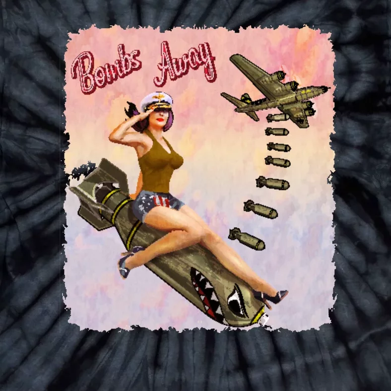 Retro Pin Up Girl Bombs Away Retro Tie-Dye T-Shirt