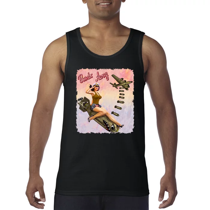 Retro Pin Up Girl Bombs Away Retro Tank Top