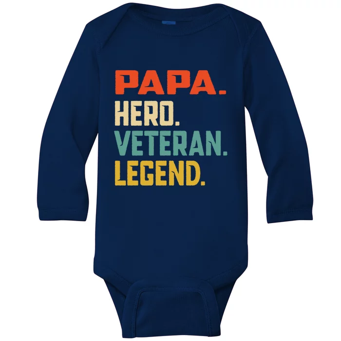 Retro Papa Veteran Legend Great Gift Baby Long Sleeve Bodysuit