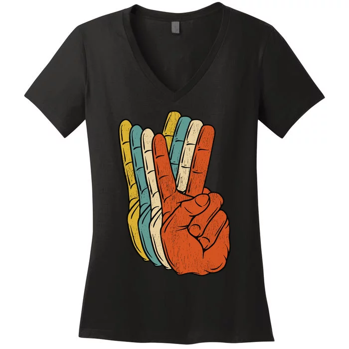 Retro Peace Vintage 60S 70S Hippie Gift Women's V-Neck T-Shirt