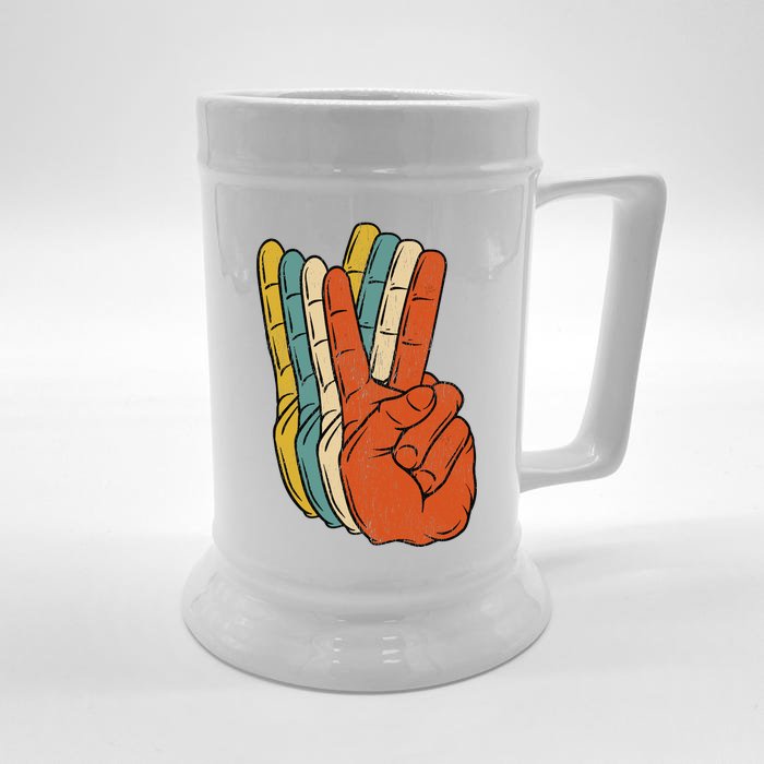 Retro Peace Vintage 60S 70S Hippie Gift Front & Back Beer Stein