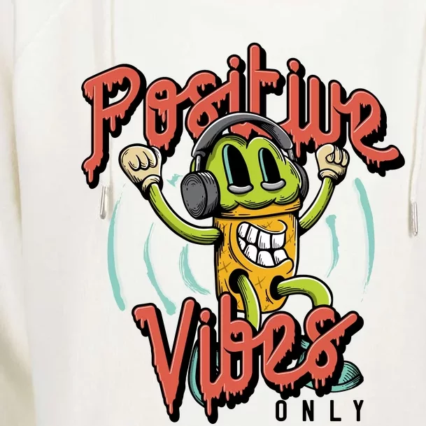 Retro Positive Vibes Only Womens Funnel Neck Pullover Hood