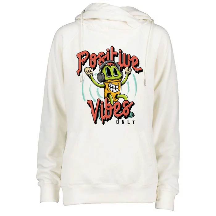 Retro Positive Vibes Only Womens Funnel Neck Pullover Hood