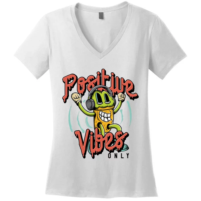 Retro Positive Vibes Only Women's V-Neck T-Shirt