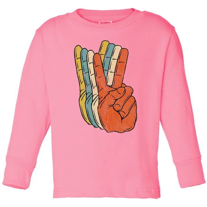 Retro Peace Vintage 60s 70s Hippie Toddler Long Sleeve Shirt