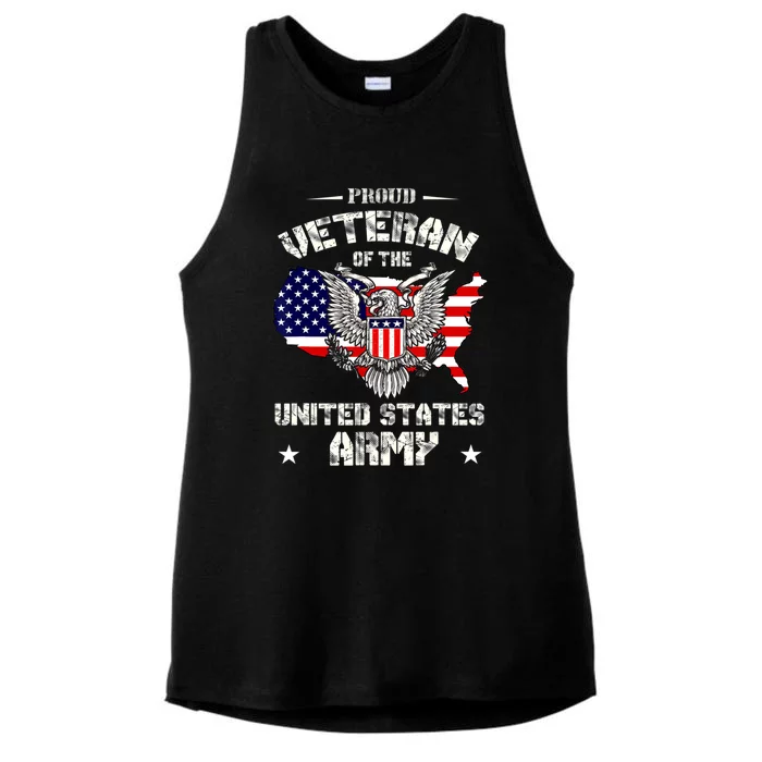 Retro Proud Veteran Of The United States Army Pride Us Flag Ladies Tri-Blend Wicking Tank