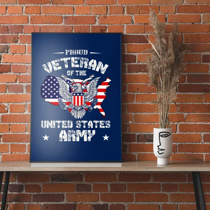 Retro Proud Veteran Of The United States Army Pride Us Flag Poster