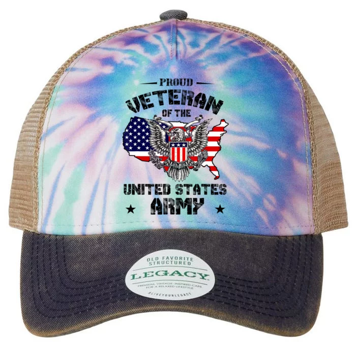 Retro Proud Veteran Of The United States Army Pride Us Flag Legacy Tie Dye Trucker Hat