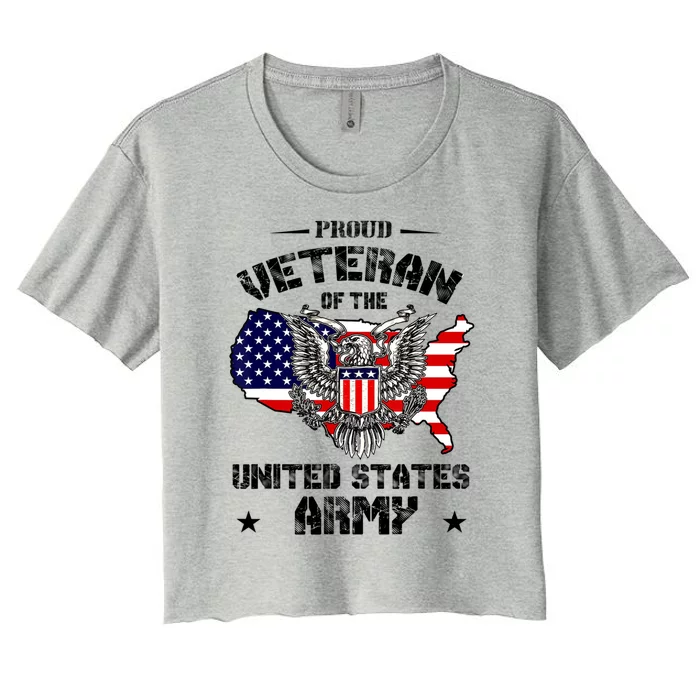 Retro Proud Veteran Of The United States Army Pride Us Flag Women's Crop Top Tee