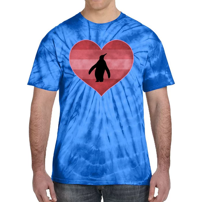 Retro Penguin Valentines Day Heart Love Gift Tie-Dye T-Shirt