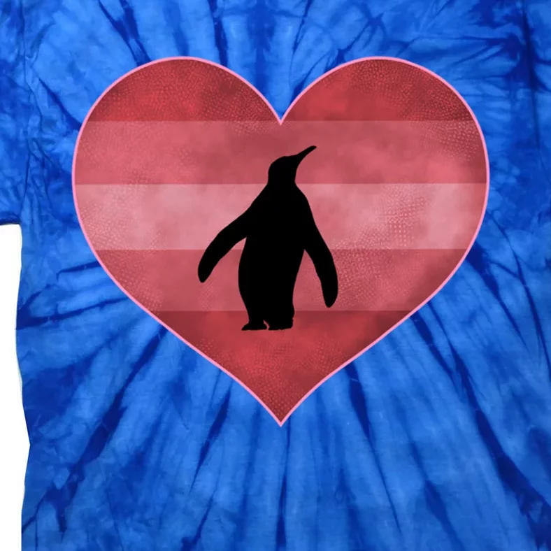 Retro Penguin Valentines Day Heart Love Gift Tie-Dye T-Shirt