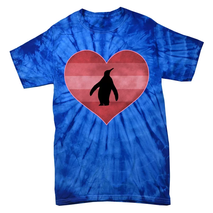 Retro Penguin Valentines Day Heart Love Gift Tie-Dye T-Shirt