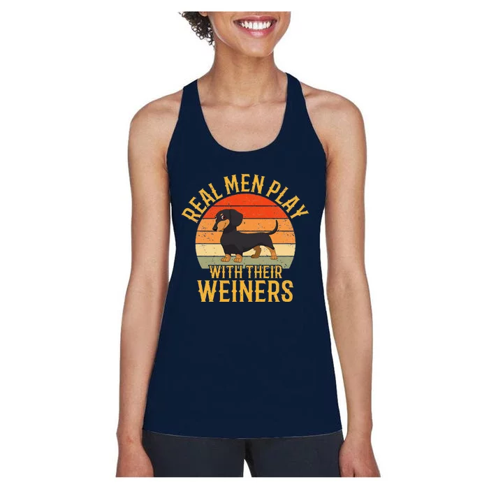 Real Play With Their Weiners Funny Dachshund Dog Women's Racerback Tank