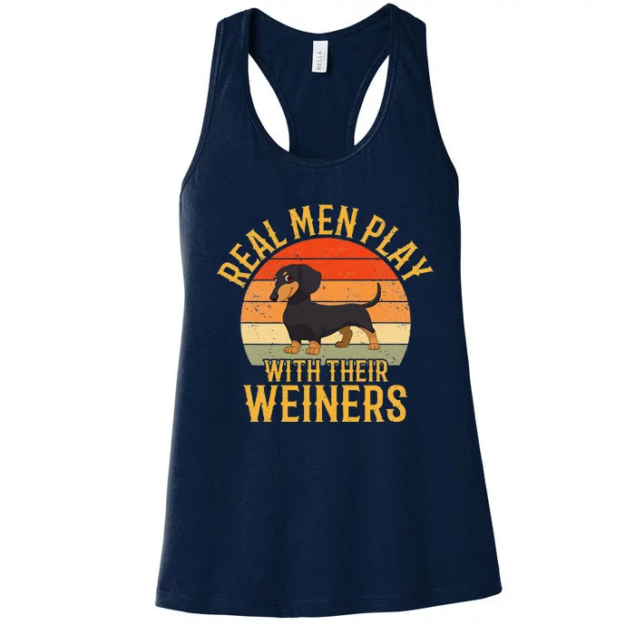 Real Play With Their Weiners Funny Dachshund Dog Women's Racerback Tank