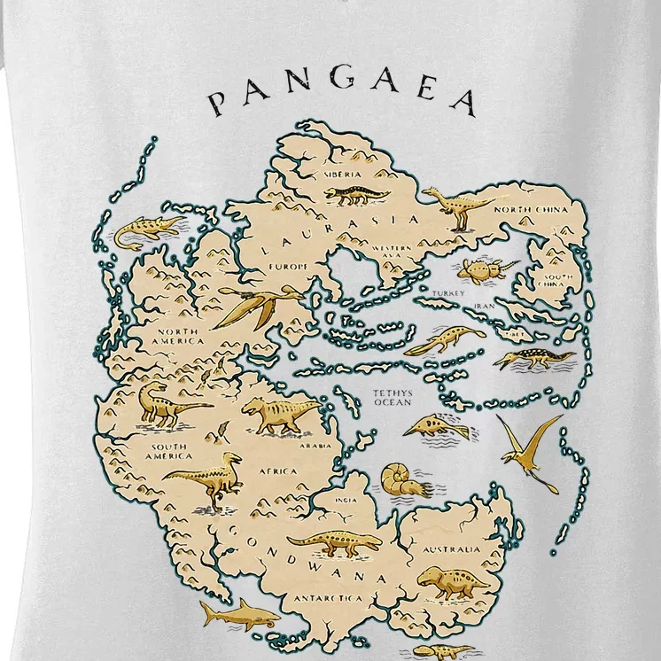 Reunite Pangaea World Map History Geology Earth Geologist Women's V-Neck T-Shirt