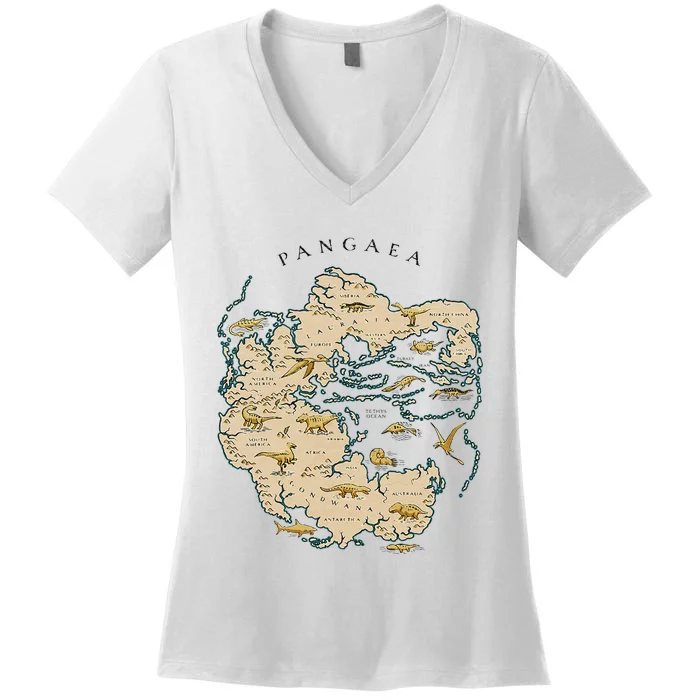 Reunite Pangaea World Map History Geology Earth Geologist Women's V-Neck T-Shirt