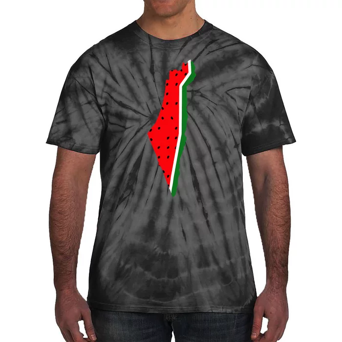 Real Palestine Watermelon Map Tie-Dye T-Shirt