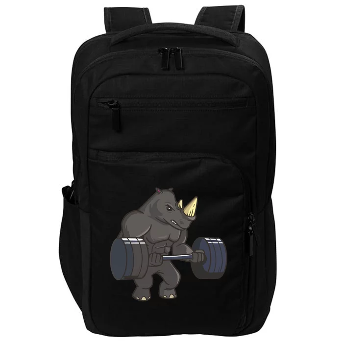 Rhinoceros Powerlifting Weightlifting Gym Rhino Lovers Gift Impact Tech Backpack