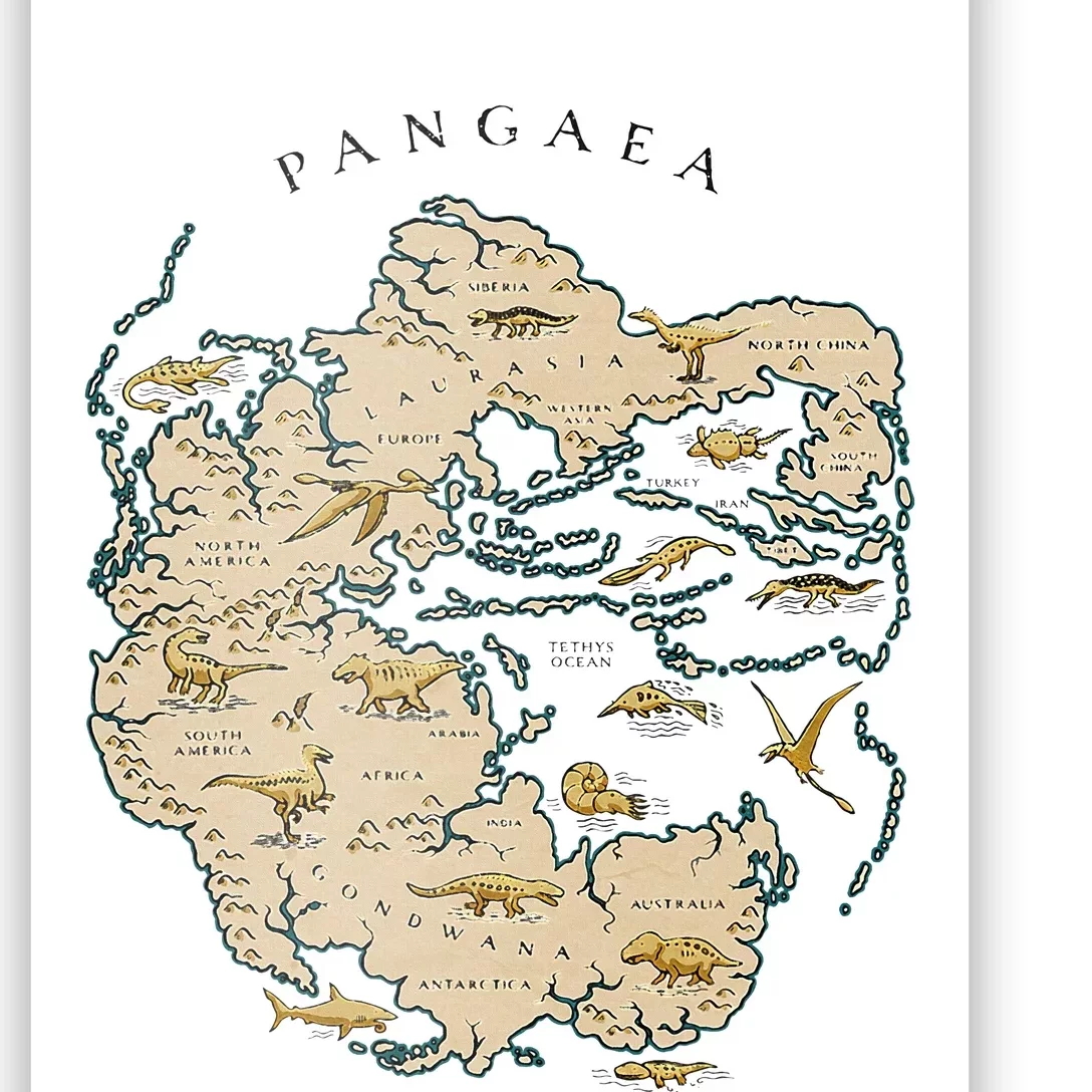 Reunite Pangaea World Map History Geology Earth Geologist Poster