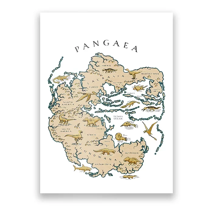 Reunite Pangaea World Map History Geology Earth Geologist Poster