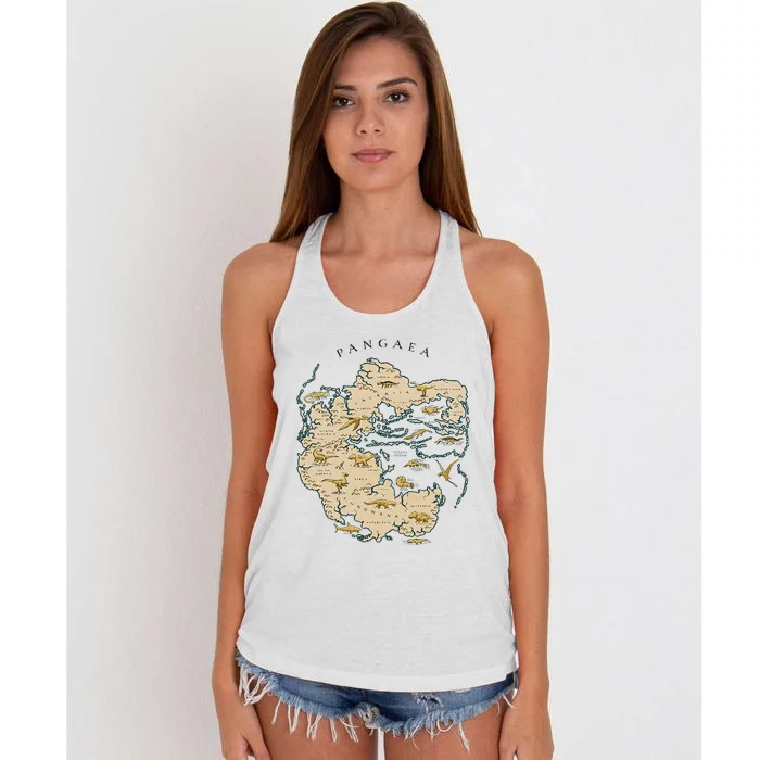 Reunite Pangaea World Map History Geology Earth Geologist Women's Knotted Racerback Tank