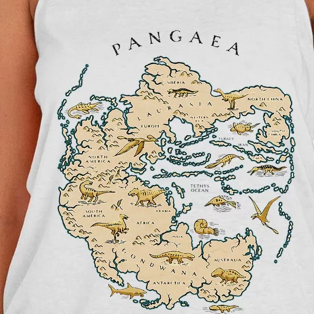 Reunite Pangaea World Map History Geology Earth Geologist Women's Knotted Racerback Tank